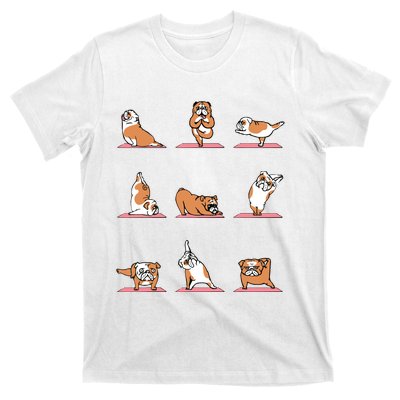 English Bulldog Yoga Puppy Yoga Poses And Meditation T-Shirt