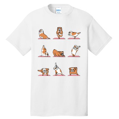 English Bulldog Yoga Puppy Yoga Poses And Meditation Tall T-Shirt