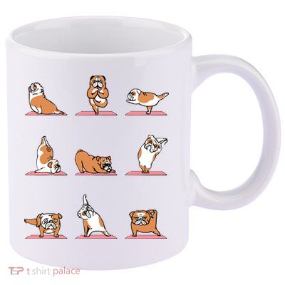 English Bulldog Yoga Puppy Yoga Poses And Meditation 11oz C Handle Ceramic Mug