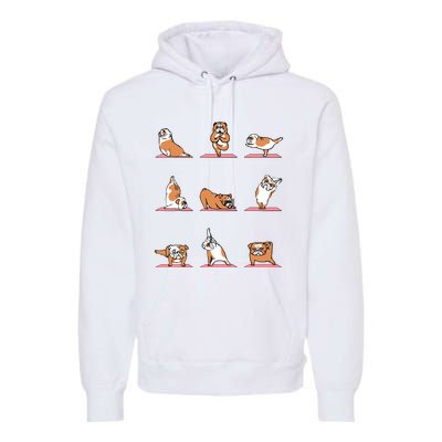 English Bulldog Yoga Puppy Yoga Poses And Meditation Premium Hoodie