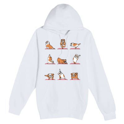 English Bulldog Yoga Puppy Yoga Poses And Meditation Premium Pullover Hoodie