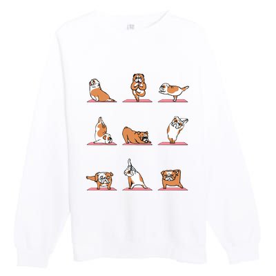 English Bulldog Yoga Puppy Yoga Poses And Meditation Premium Crewneck Sweatshirt