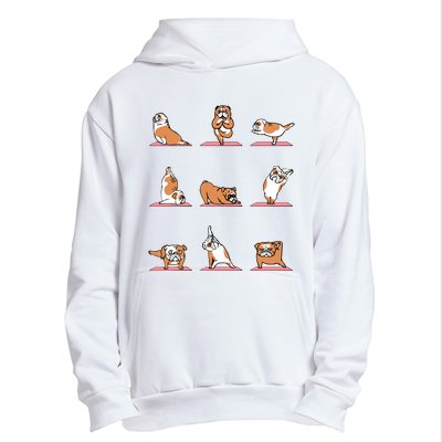 English Bulldog Yoga Puppy Yoga Poses And Meditation Urban Pullover Hoodie