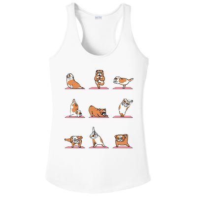English Bulldog Yoga Puppy Yoga Poses And Meditation Ladies PosiCharge Competitor Racerback Tank