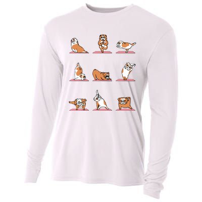 English Bulldog Yoga Puppy Yoga Poses And Meditation Cooling Performance Long Sleeve Crew