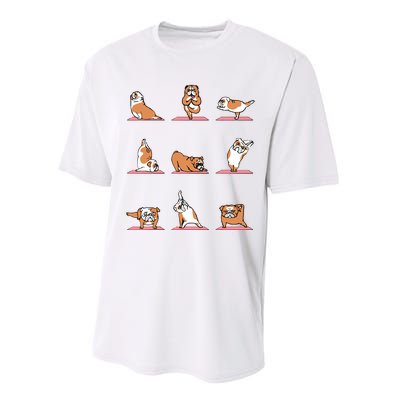 English Bulldog Yoga Puppy Yoga Poses And Meditation Performance Sprint T-Shirt