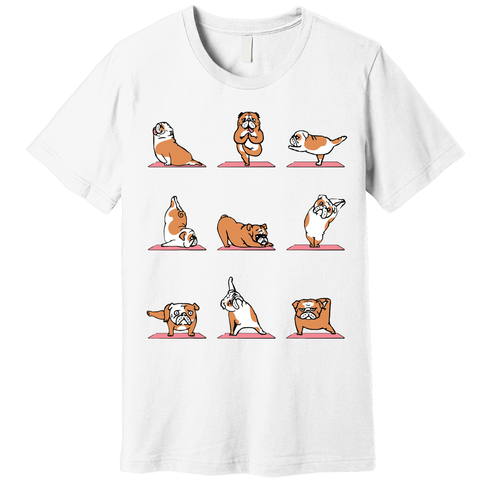 English Bulldog Yoga Puppy Yoga Poses And Meditation Premium T-Shirt
