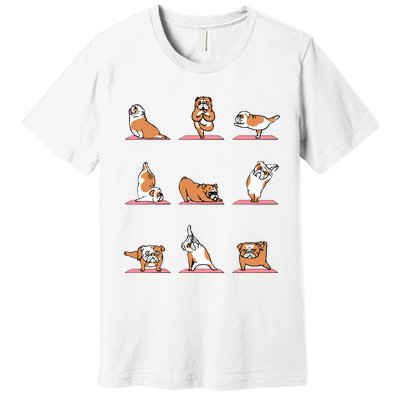 English Bulldog Yoga Puppy Yoga Poses And Meditation Premium T-Shirt