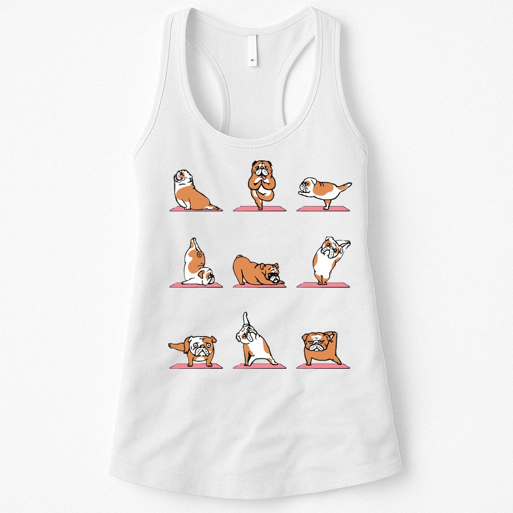 English Bulldog Yoga Puppy Yoga Poses And Meditation Womens Tank Top