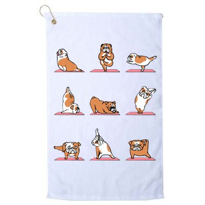 English Bulldog Yoga Puppy Yoga Poses And Meditation Golf Towel