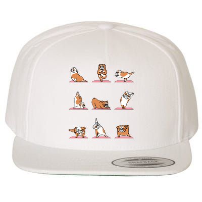 English Bulldog Yoga Puppy Yoga Poses And Meditation Wool Snapback Cap