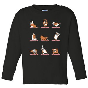 English Bulldog Yoga Puppy Yoga Poses And Meditation Toddler Long Sleeve Shirt