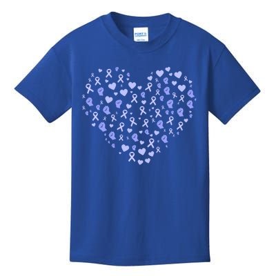 Esophageal Cancer Awareness Heart Periwinkle Ribbon Gift Kids T-Shirt