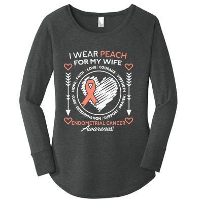 Endometrial Cancer Awareness Wear Peach My Wife Support Women's Perfect Tri Tunic Long Sleeve Shirt