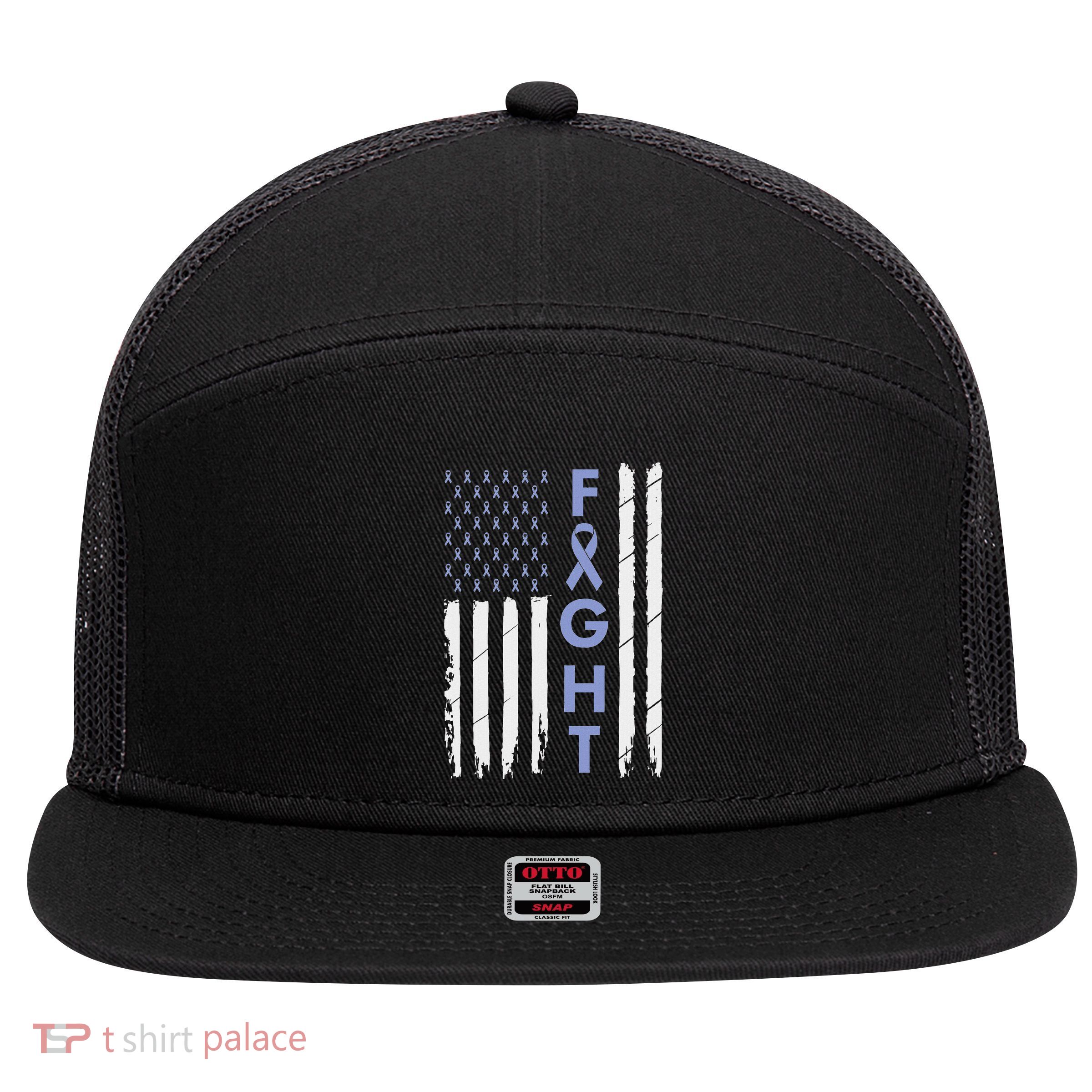 Esophageal Cancer Awareness Purple Periwinkle Ribbon 7 Panel Mesh Trucker Snapback Hat