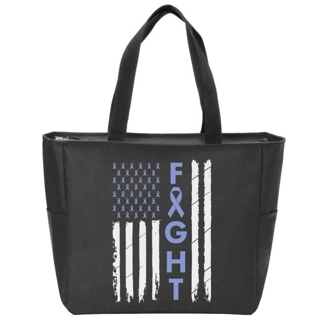 Esophageal Cancer Awareness Purple Periwinkle Ribbon Zip Tote Bag