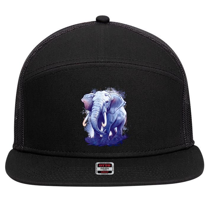 Elephant Colorful Art 7 Panel Mesh Trucker Snapback Hat