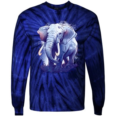 Elephant Colorful Art Tie-Dye Long Sleeve Shirt