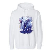 Elephant Colorful Art Garment-Dyed Fleece Hoodie