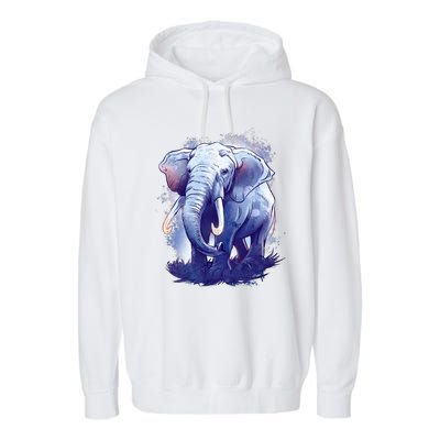 Elephant Colorful Art Garment-Dyed Fleece Hoodie