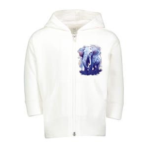 Elephant Colorful Art Toddler Zip Fleece Hoodie