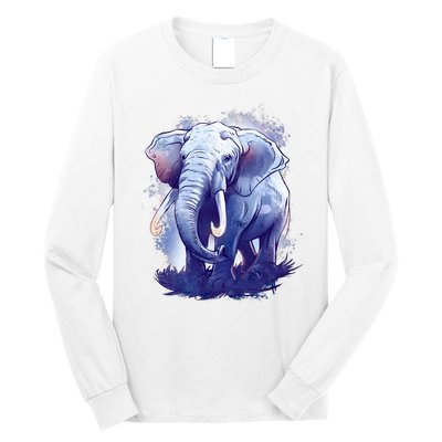 Elephant Colorful Art Long Sleeve Shirt