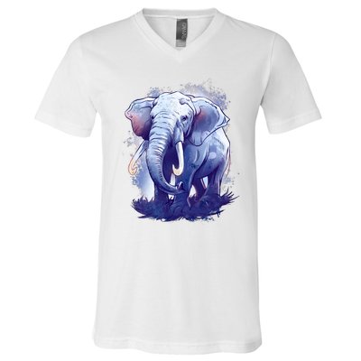 Elephant Colorful Art V-Neck T-Shirt