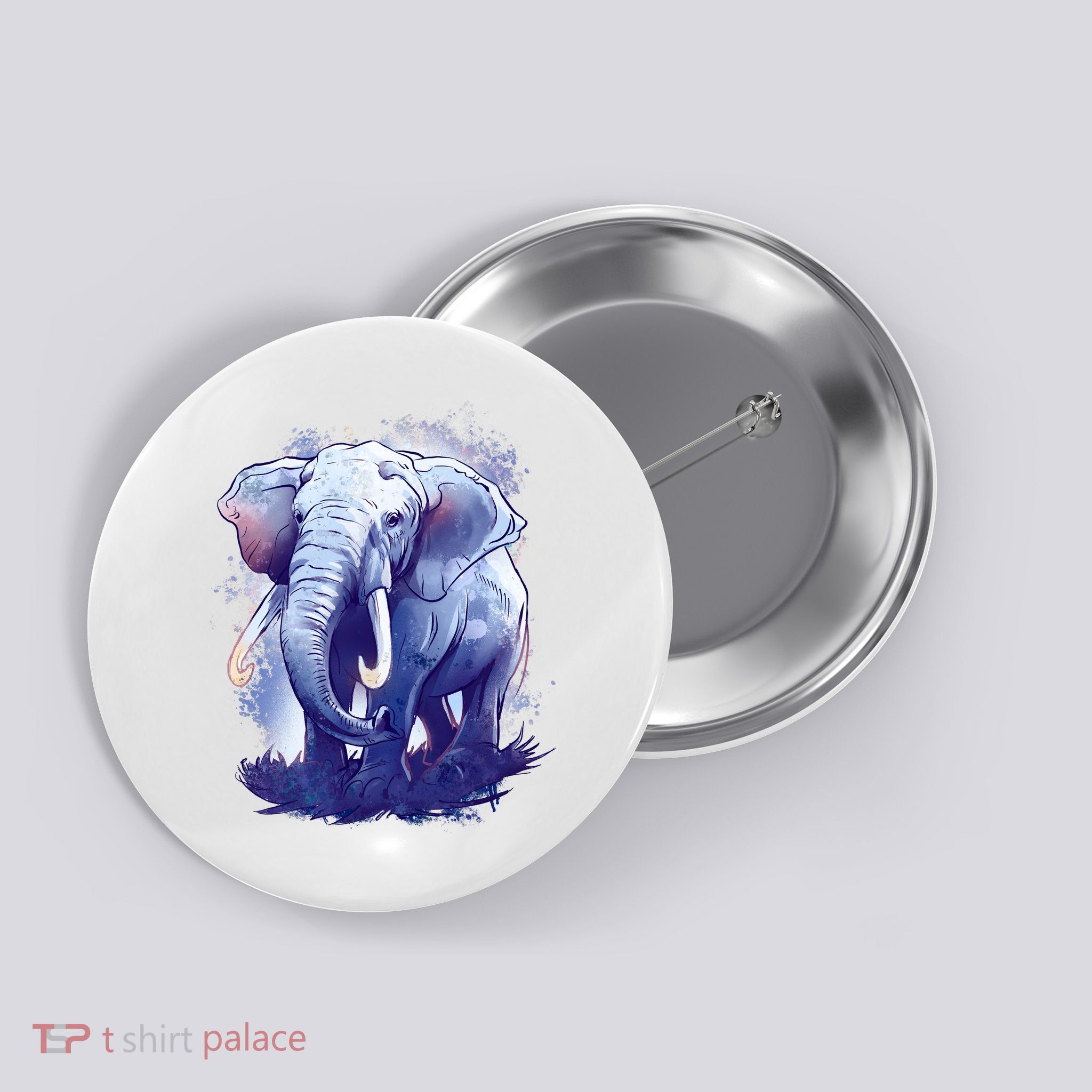 Elephant Colorful Art Button