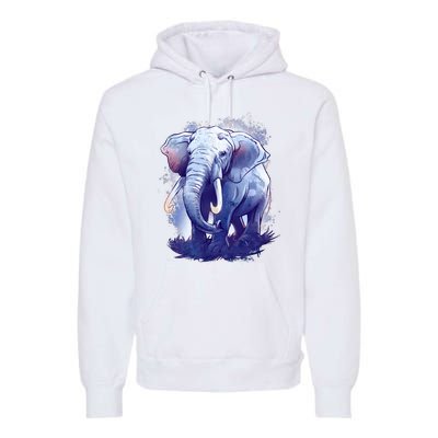 Elephant Colorful Art Premium Hoodie