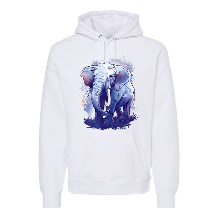 Elephant Colorful Art Premium Hoodie