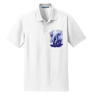 Elephant Colorful Art Dry Zone Grid Polo