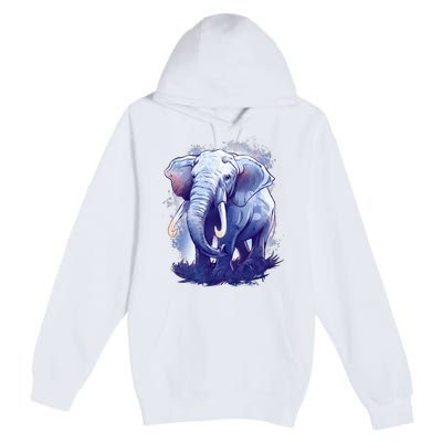 Elephant Colorful Art Premium Pullover Hoodie