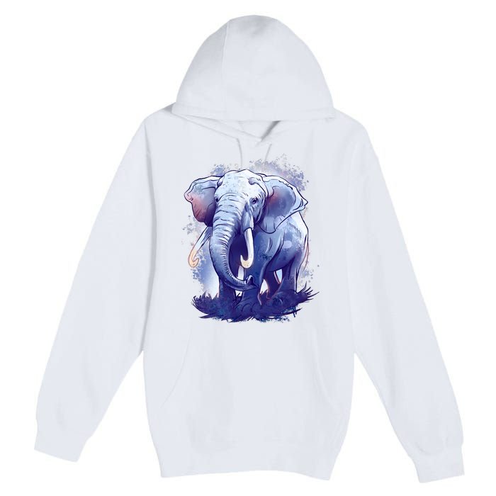 Elephant Colorful Art Premium Pullover Hoodie