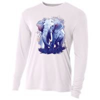 Elephant Colorful Art Cooling Performance Long Sleeve Crew