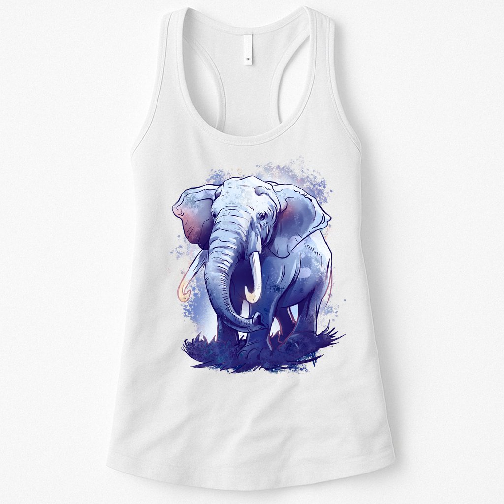 Elephant Colorful Art Womens Tank Top