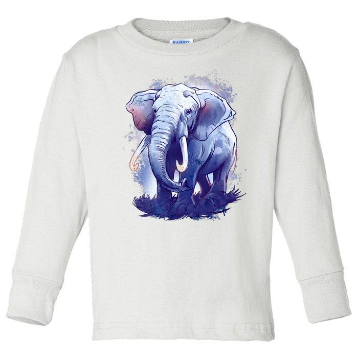 Elephant Colorful Art Toddler Long Sleeve Shirt