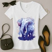 Elephant Colorful Art Women's V-Neck T-Shirt