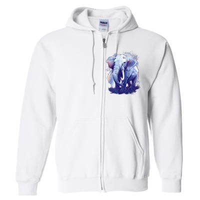 Elephant Colorful Art Full Zip Hoodie