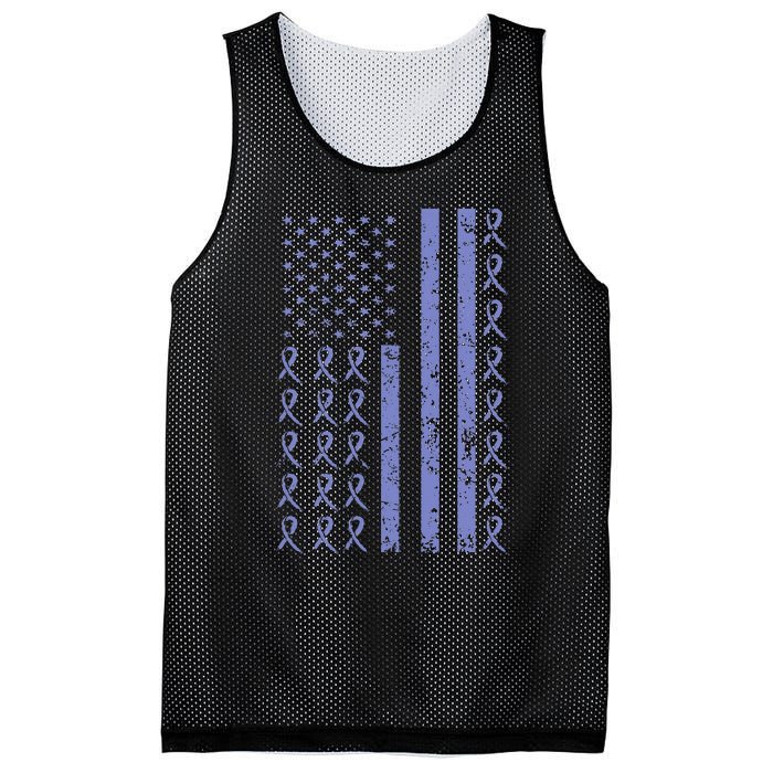 Esophageal Cancer Awareness Periwinkle Ribbon American Flag Mesh Reversible Basketball Jersey Tank