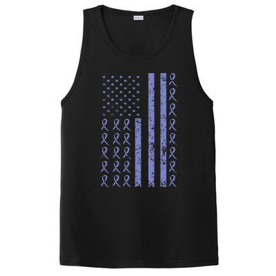 Esophageal Cancer Awareness Periwinkle Ribbon American Flag PosiCharge Competitor Tank