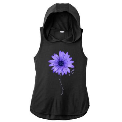 Esophageal Cancer Awareness Sunflower Periwinkle ribbon Ladies PosiCharge Tri-Blend Wicking Draft Hoodie Tank