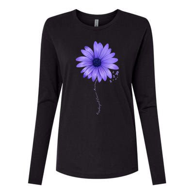 Esophageal Cancer Awareness Sunflower Periwinkle ribbon Womens Cotton Relaxed Long Sleeve T-Shirt