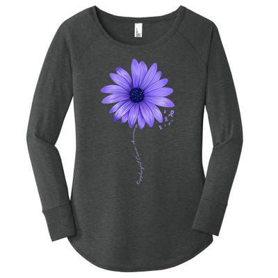 Esophageal Cancer Awareness Sunflower Periwinkle ribbon Women's Perfect Tri Tunic Long Sleeve Shirt