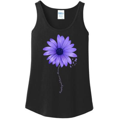 Esophageal Cancer Awareness Sunflower Periwinkle ribbon Ladies Essential Tank