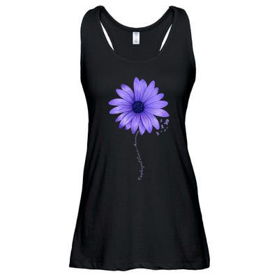 Esophageal Cancer Awareness Sunflower Periwinkle ribbon Ladies Essential Flowy Tank