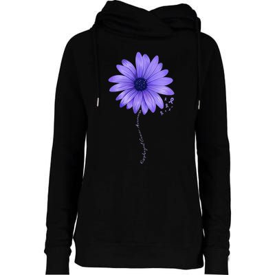 Esophageal Cancer Awareness Sunflower Periwinkle ribbon Womens Funnel Neck Pullover Hood