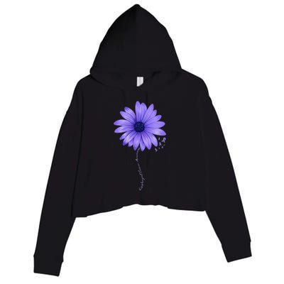 Esophageal Cancer Awareness Sunflower Periwinkle ribbon Crop Fleece Hoodie