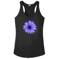 Esophageal Cancer Awareness Sunflower Periwinkle ribbon Ladies PosiCharge Competitor Racerback Tank