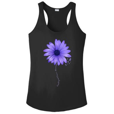 Esophageal Cancer Awareness Sunflower Periwinkle ribbon Ladies PosiCharge Competitor Racerback Tank