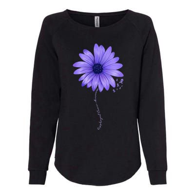 Esophageal Cancer Awareness Sunflower Periwinkle ribbon Womens California Wash Sweatshirt